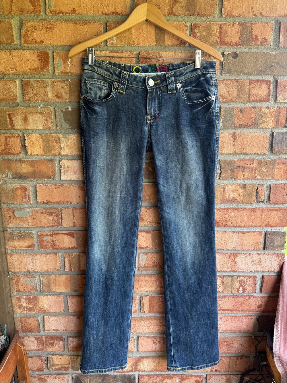 COOGI Women's Low Rise Straight Leg Jeans in Dark Blue Wash Size 9/10
